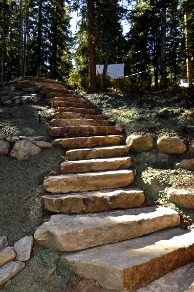 Building outside staircases from gemstone or rock normally come up with