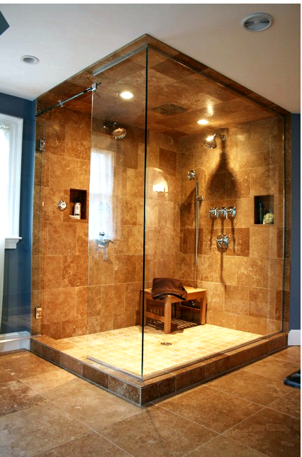 Natural stone steam shower