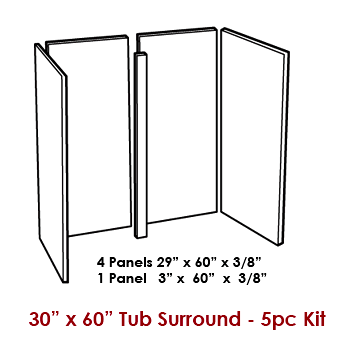 5-Piece Wall Panel Kit / Tub Surround for 30&got x 60